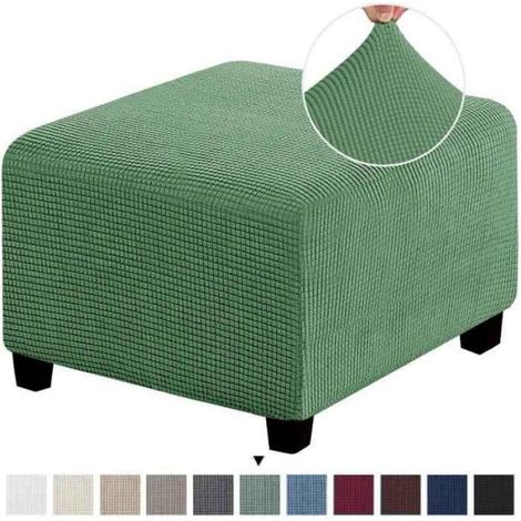 Housse de repose-pieds carrée en polaire extensible,housse de protection pour repose-pieds de canapé- Gray Green Cover-S 33-45cm