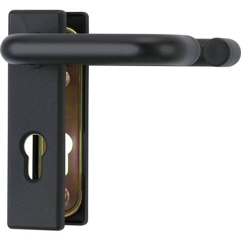 Raccord KFG pour portes coupe-feu - avec poignée des deux côtés - plaque de protection courte et bordée - 21523 - noir (1/2)