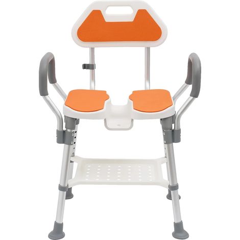 Chaise de Douche, Hauteur Réglable, Design Antidérapant, Orange (1/2)