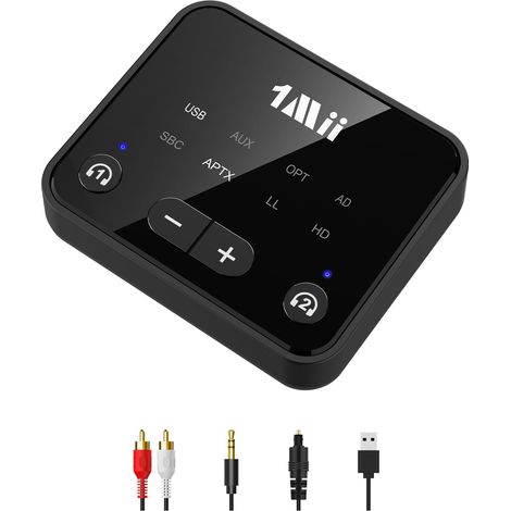 Émetteur Audio Bluetooth 5.3 pour TV vers 2 Casques sans Fil aptX Faible Latence/HD/AD, Transmetteur Adaptateur Bluetooth, Contrôle du Volume, Optique AUX 3.5mm RCA (1/5)