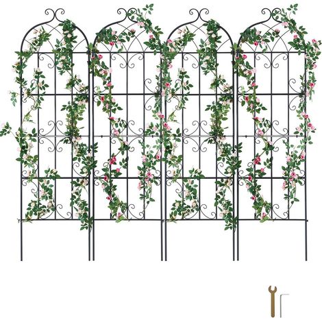 Trellis Métallique pour Plantes Grimpanes, 71 x 20 cm, Lot de 4, Antirouille, Support pour Rosiers, Concombres et Clématites, Idéal pour Jardins et Pelouses (1/5)