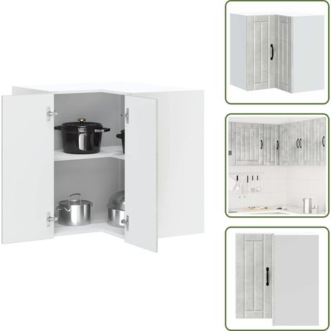 The Living Store Mueble esquinero cocina Lucca madera contrachapada gris cemento - Mueble de esquina