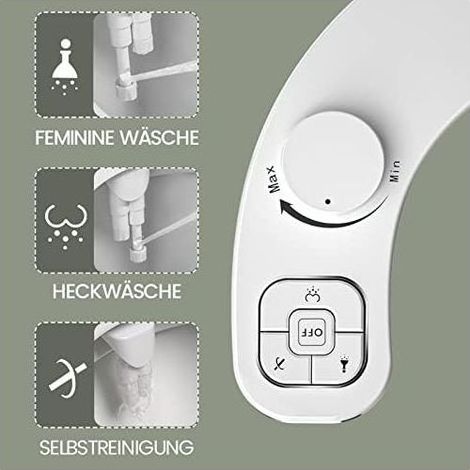 Bidet Toilette WC Japonaise Pulvérisateur Kit Abattant Alle De Bain avec Double Buses rétractables autonettoyantes Blanc -