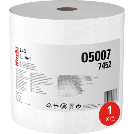Lingettes Kimberly Clark WypAll L40 Power Clean Blanc, 750 essuyeurs ( Prix pour 1 )