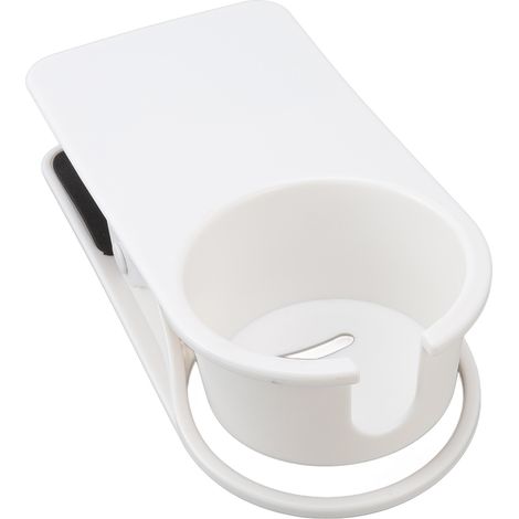 Porte-gobelet blanc pour bureau, support de tasse fixé au bord de table, étau pour verre sur bureau d'ordinateur, organiseur de boisson pour bureau et étude. (1/5)