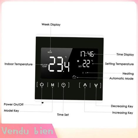 Garosa Thermostat de chaleur seulement Thermostat intelligent à écran tactile LCD pour système de piscine barometre Blanc (1/4)
