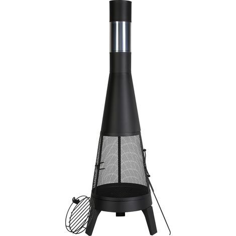 VEVOR Chiminea ad Alta Tolleranza 508 mm Braciere a Legna da Esterno, Camino Conico per Barbecue e Riscaldamento, con Griglia a Maglie, Coperchio Antiruggine per Camino, per Patio, Giardino, Cortile (1/5)