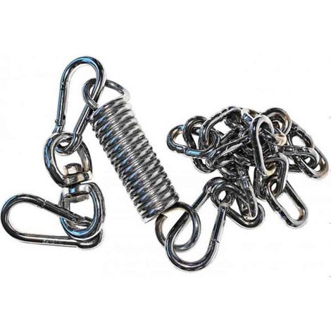 Kit de chaînes pour sac de frappe BRUTE - Charge maximale : 70 kg - Chaînes de haute qualité avec ressort et joint pivotant - 3 chaînes avec mousqueton
