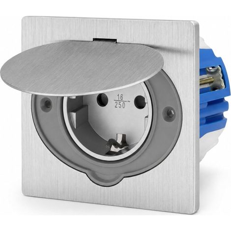 prises encastrées en acier inoxydable IP44 avec couvercle à charnière + interrupteur coupe-vent (1/5)