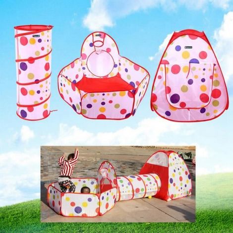 Tente Tunnel pour Enfant 3 en 1 - Marque - Modèle - Pliable Intérieur et Extérieur - Multicolore - Nylon (1/4)