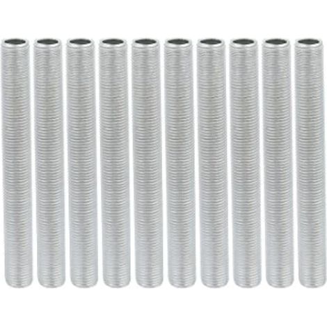Embout de tube de lampe, filetage M10, longueur 85 mm, pièce de réparation pour lampe creuse, zinc plaqué argent, lot de 10 (1/3)