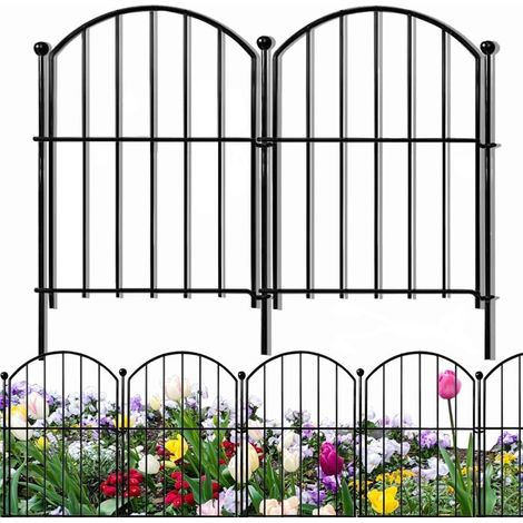 LEDANDER Lot de 10 panneaux de clôture de jardin décorative en métal (sans creuser) — 33 x 43 cm — Bordure grillagée cintrée pour cour, enclos pour chiens et aménagement paysager extérieur (1/5)