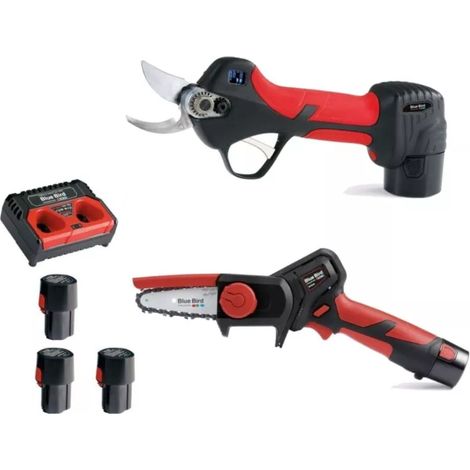 kit forbice "ps 23-25faster" e potatore "cs 22-04" blue bird con 3 batterie 12,6v 2,5ah (1/4)