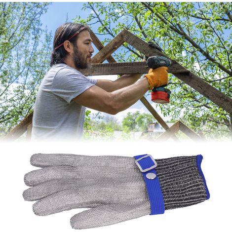 Gants tissés et métalliques résistants aux coupures de niveau 5 en fil d'acier inoxydable (1/5)