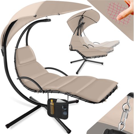 Fauteuil suspendu pare-soleil avec protection UV en acier beige