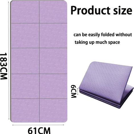 Tapis de yoga pour hommes et femmes, tapis d'entraînement pliable, antidérapant double face, 183 x 61 cm, tapis de voyage, rose, convient à une utilisation à domicile et en extérieur (1/4)