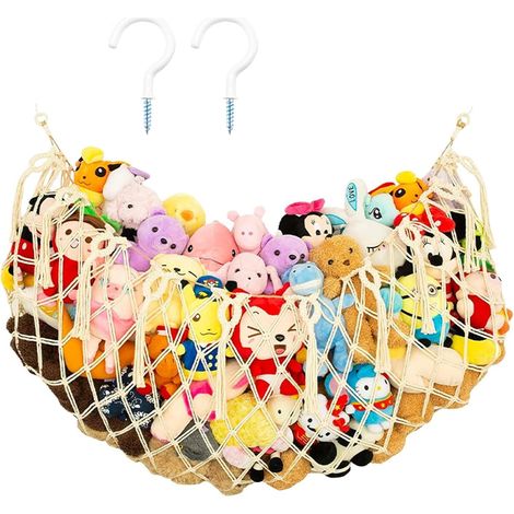 Hamac pour peluches, filet de rangement pour jouets, chambre d'enfant, doudous, hamacs suspendus, fait à la main, support pour jouets en peluche, rangement avec crochet