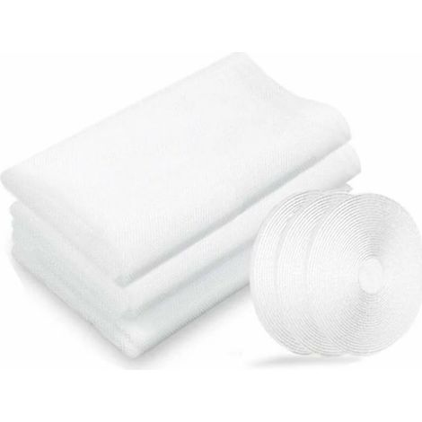(Blanc) Lot de 3 moustiquaires de protection de fenêtre 130 cm x 150 cm, moustiquaires de fenêtre