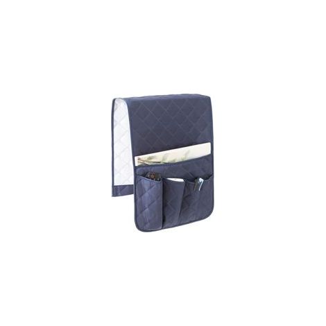 Organisateur d'accoudoir de canapé, organisateur de rangement antidérapant pour fauteuil inclinable avec 5 poches pour téléphone portable, télévision, télécommande, magazines (bleu marine)