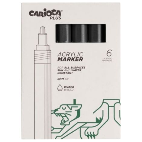 Carioca plus confezione di 6 pennarelli acrilici -- punta 2mm -- colore nero