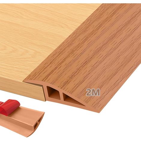 Profilé de transition en PVC autocollant - Pour seuil de porte - 2 m x 7 cm - Profil de transition - Compensation de hauteur 15 mm - Sol - Barre de transition - Rampe de transition - Barre de (1/5)