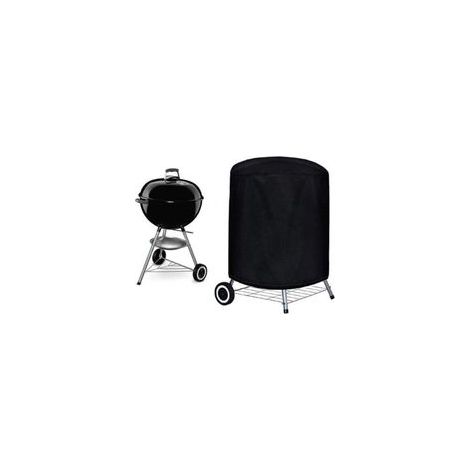 Housse Barbecue(77 x 58 cm), Rond Housse Bâche de Protection BBQ Couverture Antipoussière AntiUV AntiPluie pour Grill à Gaz Électrique Jardin Patio Weber avec Sac de Rangement(Noir)
