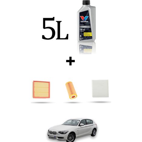 Kit tagliando 3 FILTRI e 5L OLIO compatibile con Bmw Serie 1 (F20,F21) 118I 125kw dal 2015 (1/5)