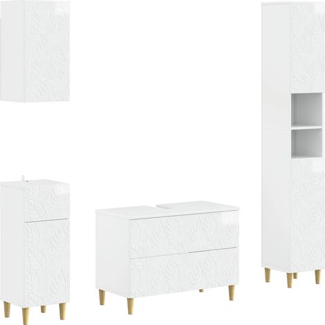 Juego de armarios de baño de 4 piezas DELFT Blanco Brillante vidaXL (1/5)