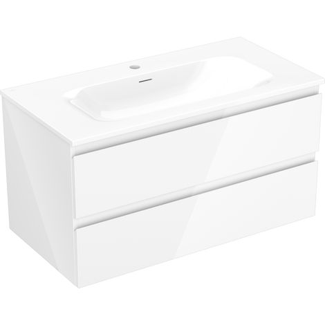Mexen Orio meuble de salle de bains 90 cm avec lavabo Vela, 2 tiroirs, blanc brillant - 91A10-09047-2-BFF00-W23M00 (1/5)