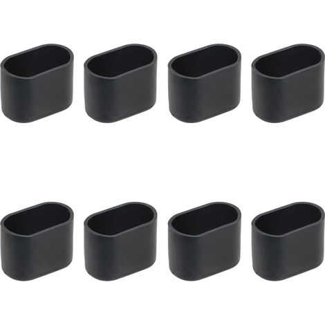 Juego de 8 deslizadores ovalados negros para muebles (20 mm × 40 mm) fabricados en PVC, protectores antideslizantes para suelos de mesas, sillas y muebles – resistentes a los arañazos