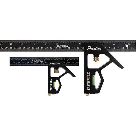 Faithfull FAICS300TCNC Prestige Twin Pack Aluminium Combination Squares 150mm (6in) and 300mm (12in) (1/5)