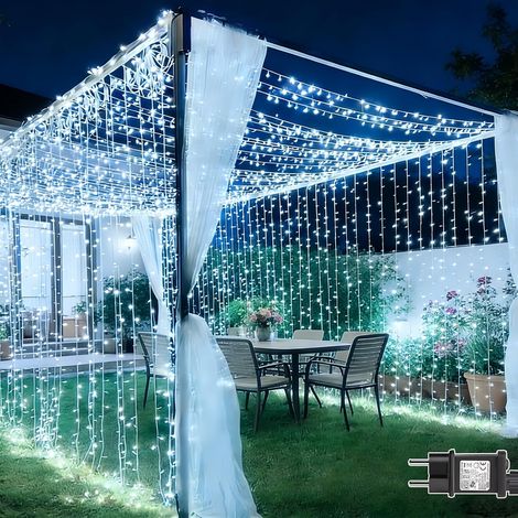 Guirlande Lumineuse 6M x 3M 600 LED Rideau Lumineux avec Transformateur, Timer, 8 Modes Étanche Rideau Guirlande Lumineuse pour Chambre Mariage Murale Fenêtre Exterieur Interieur Décorations (1/5)