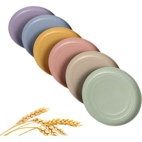 Assiette En Paille De Blé - 15 Cm - Résistante À La Chute - Adaptée Micro-ondes Et Lave-vaisselle - Pour Intérieur Extérieur Et Pique-nique - Lot De 6
