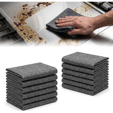 Chiffon Magique Microfibre 12pcs Noir, Épais, Absorption Max, Sans Trace Microfibre, 30x39 cm, idéal vitre, voiture, cuisine, haute absorption, nettoyage efficace et sans traces. (1/5)