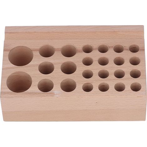 Werkzeughalter aus Buchenholz für Lederbearbeitungswerkzeuge, 24 Löcher, robust, zur Aufbewahrung von Ahlen, Scheren und Pinseln (1/5)