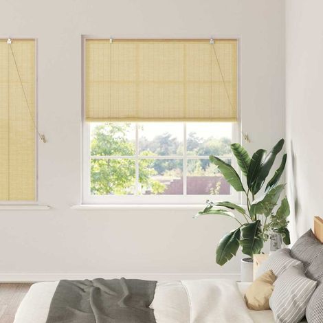 Rollo mit Vorhängen Natur 140 x 160 cm Bambus