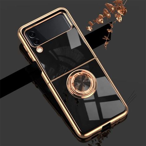 BelleRise - Coque Samsung Galaxy Z Flip 3 élégante Silicone TPU Fine Souple Coloré Antichoc avec Anneau Bague Ring Magnétique SupporB8 (1/5)