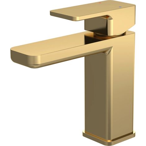 Nuie Windon Mono Basin Mixer Tap with Push Button Waste - Brushed Brass (1/8)