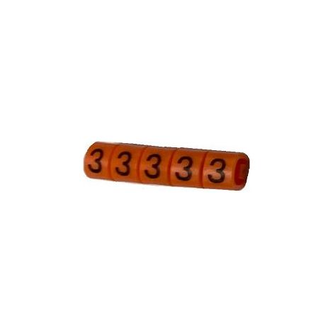 Repère câble RS PRO, Ø câble 3 4.2mm, texte : 3, Noir sur Orange ( Prix pour Sachet de 250 )
