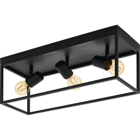 Luminaire plafonnier, 3 lampes, lustre au style industriel (1/5)