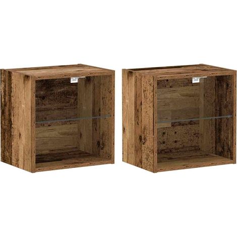 Maison Exclusive - Mensola galleggiante con luce LED con lo scaffale 2 pcs Marrone