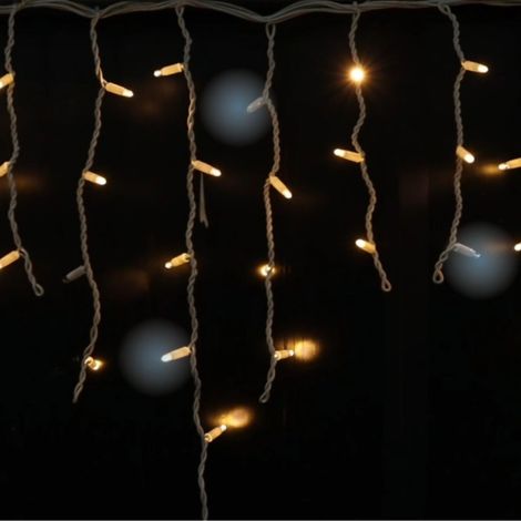 Cortina de Luces LED Cálidas Efecto Nevado – 3 m con 30 Tiras y Flash Blanco IP65 (1/2)