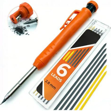 Pince à crayon rétractable professionnelle pour architectes, adaptée au travail du bois, au bricolage, au dessin et au marquage sur bois, métal, béton et carrelage.