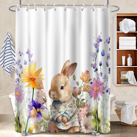 Kit rideau de douche en polyester 180x180 fluide polyester pour salle de bain pour optimiser un petit espace (1/5)
