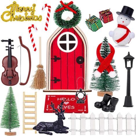 Kits complets de portes elfiques, accessoires de portes elfiques miniatures, accessoires pour enfants, portes elfiques en séquoia, portes de boîte aux lettres, couronnes d'arbre de Noël (1/5)