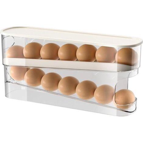 Estante para huevos de refrigerador con ruedas de deslizamiento suave y diseño de fácil acceso. (1/5)