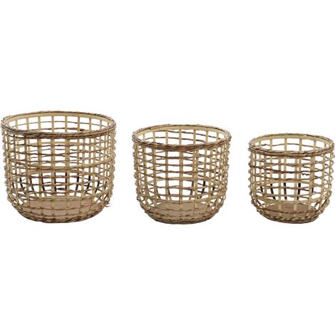 Cesta Set 3 Fibra Maiz 39X39X32 Natural Marron DC203084 (1/4)