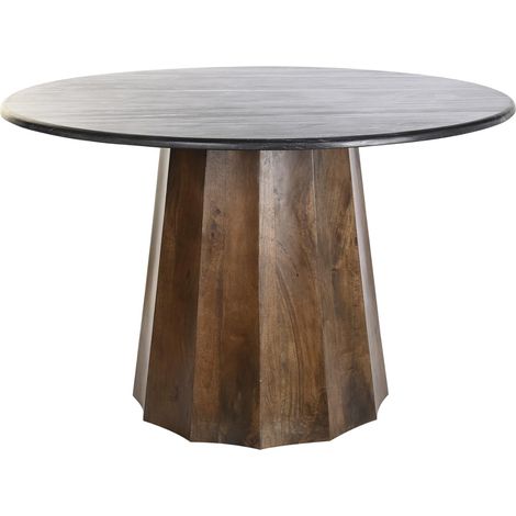 Pegane – Table à manger ronde en marbre noir 120 cm – Hauteur 76 cm – Pied central décoré – Pour salle à manger moderne (1/5)