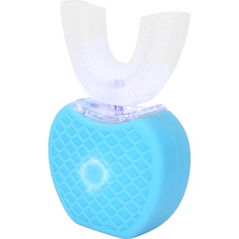 Brosse à dents électrique UShape, blanchiment des dents, brosse à dents de massage automatique en silicone pour les soins bucco-dentaires (bleue) (1/5)