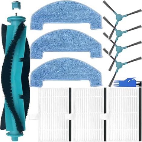 Accessoires Compatible avec Ultenic D10 / T10 Lite / T20 Pro pour MONSGA MS1 Max pour Proscenic Q8 / Q8 Max 1 Brosse Principale 4 brosses latérales 3 filtres Hepa 3 lingettes de Nettoyage (1/5)
